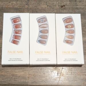 NEW ! Lot Of 3 Packs False Faux Nails Stick On *BINJ